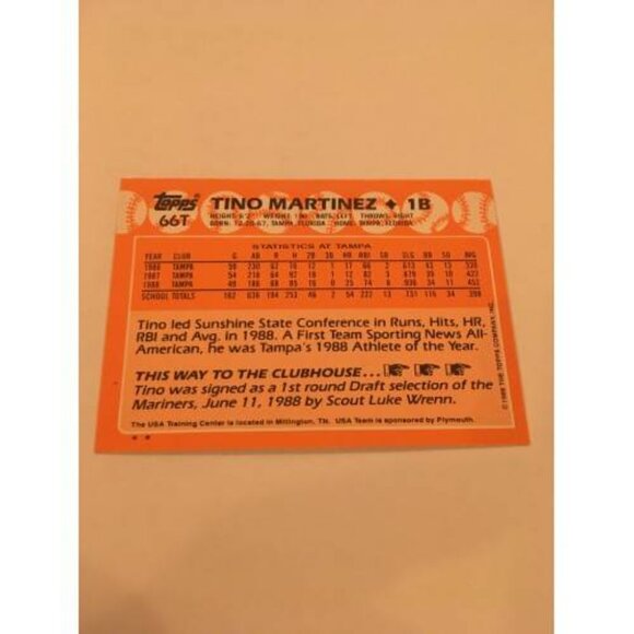 1988 TINO MARTINEZ TEAM USA YANKEES #66T (061) - Picture 2 of 2